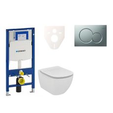 Cenovo zvýhodnený závesný WC set Geberit do ľahkých stien / predstenová montáž + WC Ideal Standard Tesi 111.300.00.5NE3