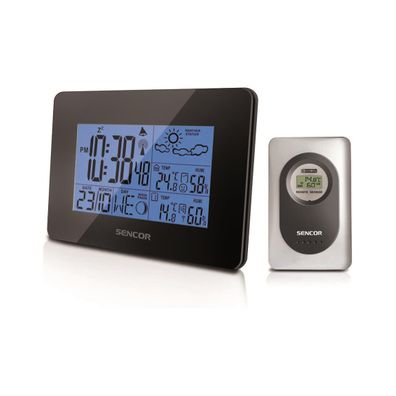 Sencor - Meteostanica s LCD displejom a budíkom 3xAA + 2xAAA čierna