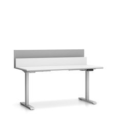 Výškovo nastaviteľný stôl SINGLE LAYERS, 160x80 cm, 2 motory, s prepážkami, biela/sivá