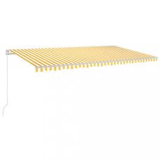 Ručne zaťahovacia markíza s LED svetlom 600x350 cm Dekorhome Bílá / žlutá