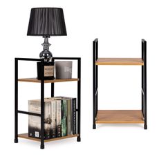 ModernHome Drevený nočný stolík s 2 policami