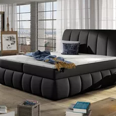 Posteľ Boxspring Vincenzia 200x180, čierna (koženka - bvi 08)