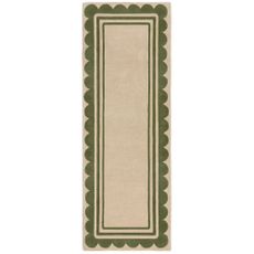 Flair Rugs koberce Ručne všívaný behúň Lois Scallop Green - 80x230 cm