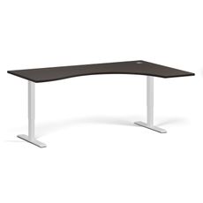 Ergonomický výškovo nastaviteľný stôl, 180x120 cm, 1 motor, L/P, biela podnož, wenge
