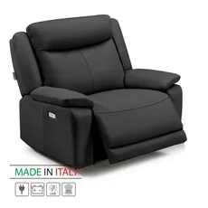 Kožené kreslo CONTINENTAL s elektrickou funkciou relax 1P, elektrické + aku, čierna (nero 308)