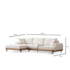 Elegantná rohová pohovka Eti, 280 x 170 cm, ľavá, biela