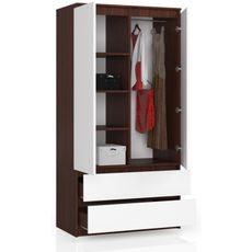 Šatníková skriňa S90 2 dvierka 2 zásuvky wenge/biela