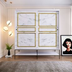 Praktická šatníková skriňa Optima so zlatými akcentami 200 x 190 x 57 cm
