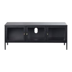 Čierny kovový TV stolík 132x52 cm Carmel - Unique Furniture