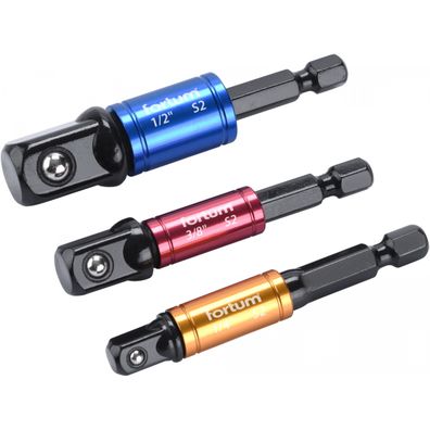 Adaptéry do vŕtačky s otoč.úchytem 3ks, 1/4"-3/8" -1/2", S2