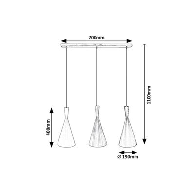 Rabalux 5312 - Luster na lanku TRINCOLA 3xE27/40W/230V