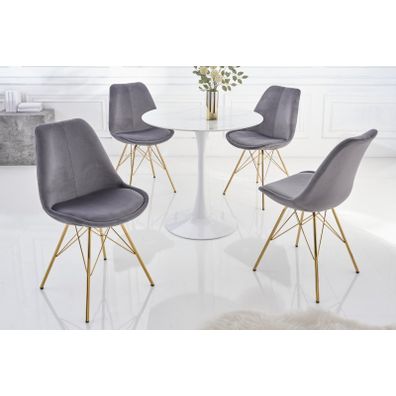 Estila Art deco moderná jedálenská stolička Scandinavia s tmavosivým zamatovým čalúnením a zlatými nohami 86cm