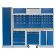 Zostava PROFI BLUE dielenského nábytku s vysokou úzkou skriňou 7ks - MTGS1301AZ
