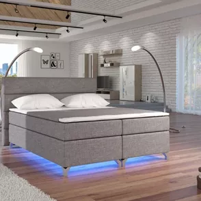 Posteľ Boxspring Amadeus + LED 200x180, šedá (látka - bao 06)