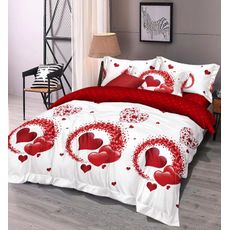 3 dielne obliečky Polycotton Srdiečka biele 200x140cm+90x70cm TiaHome
