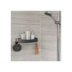Čierna nástenná samodržiaca polička Compactor Clever Flip Shower Shelf