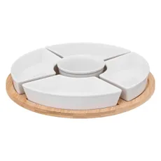 DekorStyle Sada servírovacích misek Helper porcelán/bambusové dřevo