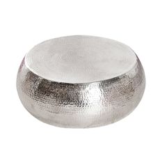 Estila Luxusný glamour okrúhly strieborný konferenčný stolík Hammerblow s kladivkovou štruktúrou z kovu 80 cm
