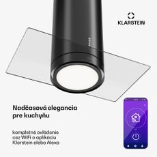 Klarstein Beretta Premium Smart, ostrovčekový digestor, 544 m³/h, aplikácia, odsávanie/recirkulácia vzduchu, LED, filter s aktívnym uhlím