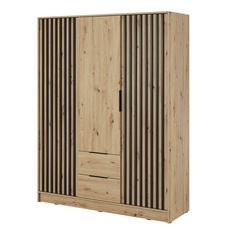 Šatníková skriňa Nelly 3D - dub artisan / čierna