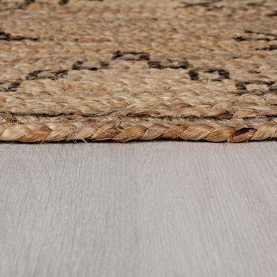 Flair Rugs , Kusový koberec Printed Jute Rowen Natural/Black, 200x290, béžová, chodba / predsieň