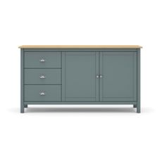Zelenosivá/prírodná nízka komoda z borovicového dreva 150x80 cm Misti – Marckeric