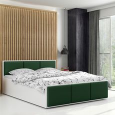BMS GROUP Čalúnená posteľ PANAMA XT 120x200cm výklopná biela - smaragdová