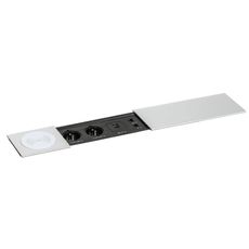 Zásuvkový box TYP V - posuvný kryt, 2x zásuvka, nabíjací USB A+C porty, 2x RJ45 port, 1x bezdrôtová nabíjačka, strieborná