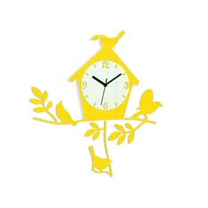 ModernClock Nástenné hodiny Birdie žlté