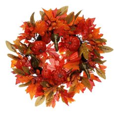 Veľký jesenný veniec z farebného umelého lístia, pr. 58 cm