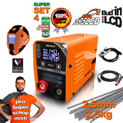PANTERMAX MMA195LCD invertorová zváračka MMA/TIG + Káble 1.5m + Kukla + Kefa + Elektródy 2,5kg