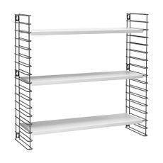 Čierny trojposchodový regál s bielymi policami Metaltex Libro, šírka 70 cm