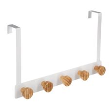 DekorStyle Vešiak na dvere Bamboo White 5 háčikov