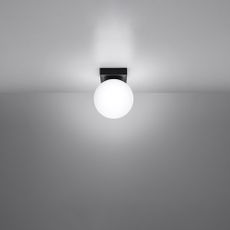 Čierne stropné svietidlo so skleneným tienidlom ø 12 cm Umerta – Nice Lamps