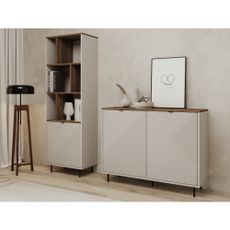KONDELA Eyco 2D dvojdverová komoda kašmír / dub castello / čierna