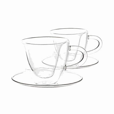 Termo poháre, set 2 ks, šálka Heart s podšálkami, v tvare srdca, 150 ml, HOTCOOL TYP 5
