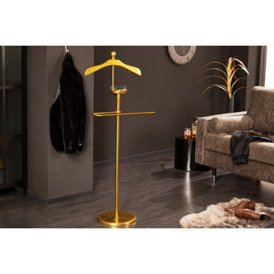 Estila Art-deco vešiak Betsy z kovu v zlatom prevedení s malou poličkou 128cm