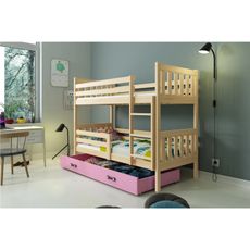 Detská poschodová posteľ CARINO 190x80 cm Ružová Biela