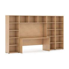 Zostavy knižníc INTEGRO so stolom, nižšie/širšie, 3350 x 700/400 x 1923 mm, buk