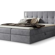 Wilsondo Čalúnená boxspring manželská posteľ Dancer s vrchným matracom - sivá Rozmer: 180x200