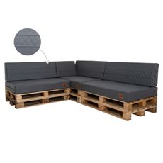 Golden Garden Paletové sedenie GG16 - Podsedáky a Vankúše 3ks × 120/80/15 + 3ks x 120cm/40cm/20/10cm – ekokoža sivá