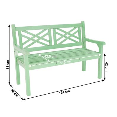 KONDELA Fabla drevená záhradná lavička 124 cm neo mint