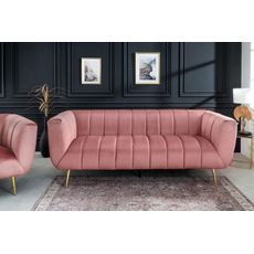Estila Art deco sedačka Vermont v staroružovom zamatovom čalúnení na zlatých nožičkách 225cm