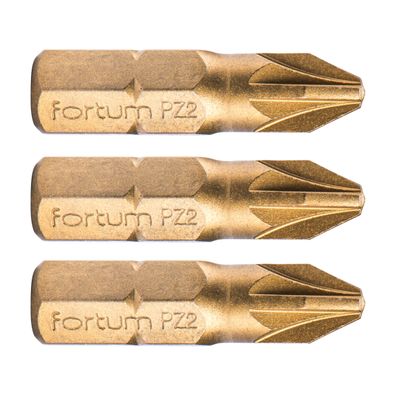 Hrot krížový pozidriv, sada 3ks, PZ 2x25mm, titán. úprava, S2