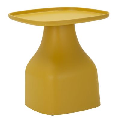 Estila Dizajnový hladký pastelovo žltý štvorcový príručný stolík Avanguardio s keramickým vzhľadom s oblými hranami 50 cm