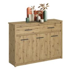 KONDELA Airon 3D2S trojdverová komoda so zásuvkami dub artisan