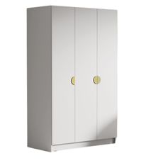 Šatníková skriňa CAMON 150 cm - biela/zlaté úchytky