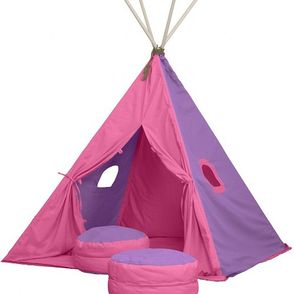 Veľký textilný stan teepee 150x210cm - ružová / fialová