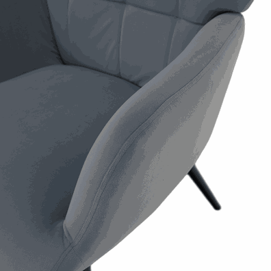 Kreslo s podnožou, sivá Velvet látka/čierna, HABEN