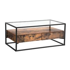 Rustikálny konferenčný stolík so zásuvkami | 106 x 60 x 45 cm